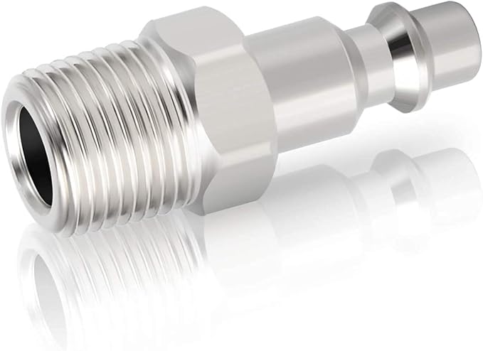 GASHER 1/2-Inch NPT Male Industrial Air Plug,1/4-Inch High Flow Pneumatic Plugs 300PSI (10-Pack)