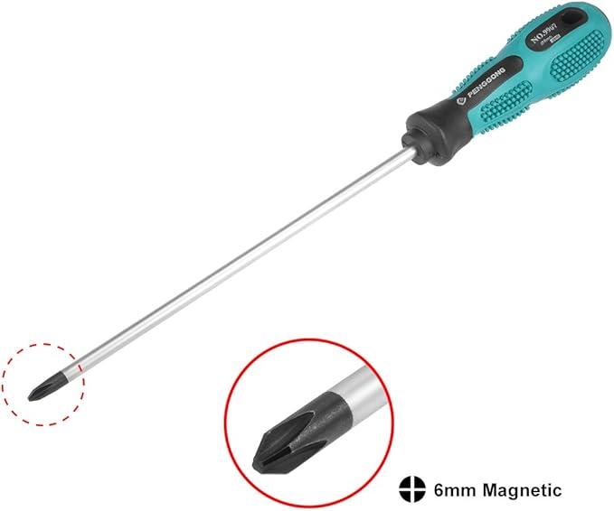 uxcell #2 Phillips Screwdriver 8 Inch Round Shaft Non Slip Comfortable Handle