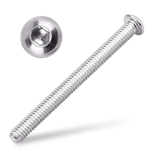 1/4-20 x 3 Button Head Socket Cap Bolts Screws, 304 Stainless Steel 18-8, Allen Hex Drive, Bright Finish, Fully Machine Thread, Pack of 20