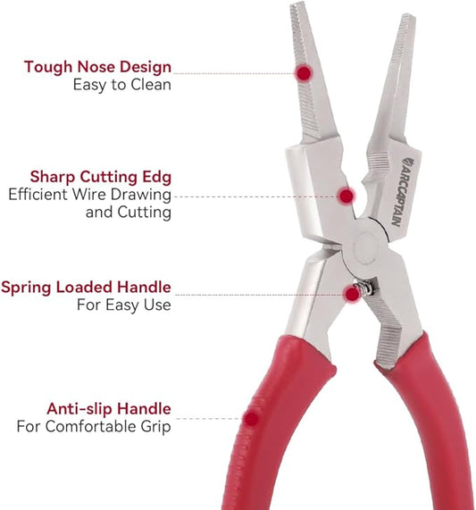 ARCCAPTAIN Professional 8" Weliding Pliers, Sharp MIG Pliers for Rust Resistant, Long Nose Pliers with Anti-slip Handle - Durable and Effecient