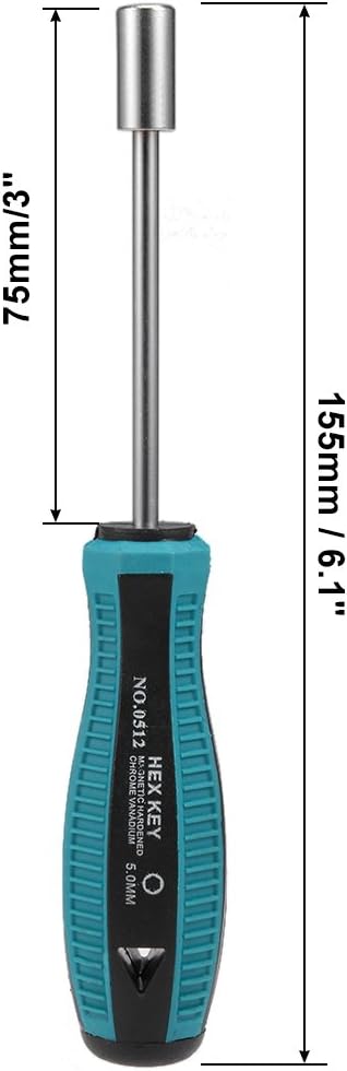 uxcell 5mm Non-Magnetic Tip Six Point Hex Nut Driver with 3-Inch Round Shaft