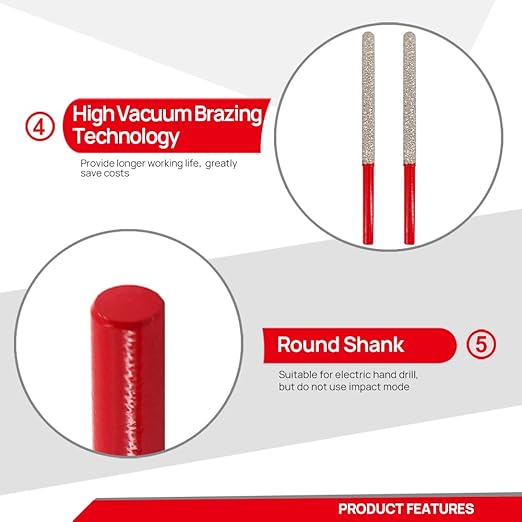 DT-DIATOOL Diamond Mortar Raking Bit for Brick Joints Stone Masonry Granite Diameter 7.2mm, Round Thread Router Bit