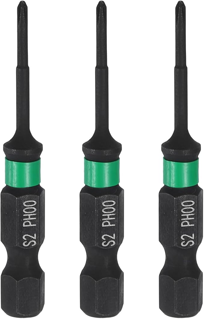 HARFINGTON 3pcs #00 Impact Phillips Screwdriver Bit PH00 1/4" Hex Shank 2" (50mm) Long 0.08" Rod Magnetic Cross Head Drill Bits S2 Steel Industrial Screw Driver for Impact Power Drivers
