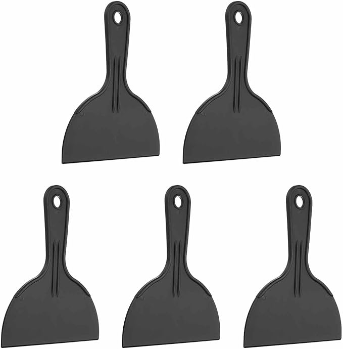 HARFINGTON 5pcs Putty Knife Scraper 6" Width Flexible Plastic Putty Knife Paint Scraper Tool for Taping Drywall Spreading Painting Wall Scratching Black