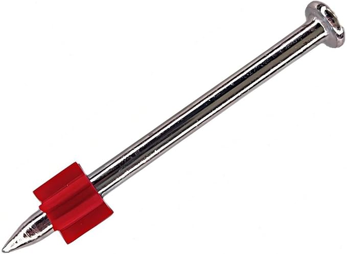 2-1/2" Powder Actuated Fasteners,.300 Head Diameter Drive Pin with red Flute, P250, 100pcs/pack, 4 Pack