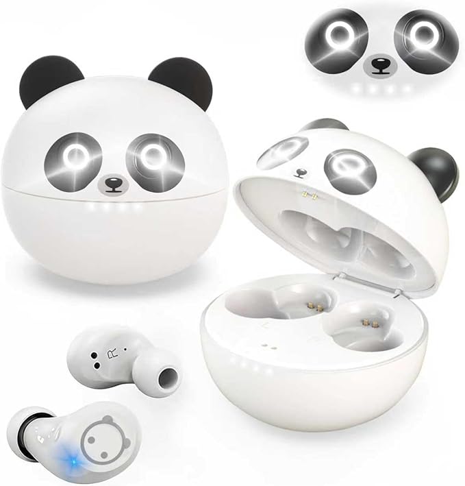 Wireless Earbuds, Bluetooth 5.3 Earpods HiFi Bass Stereo, Headphones Wireless Bluetooth, Kids Headphones Long Playtime, Earbuds with Microphone, Ear buds with Multifuntional Touch Screen(White Panda)