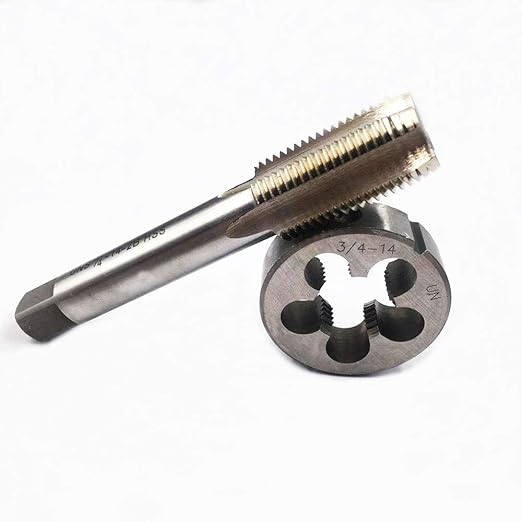3/4"-10, 3/4"-14, 3/4"-18, HSS Tap and Die Set竊똗NF Machine Thread Tap and UNF Round Thread Die Right Hand (3/4-14 UNS)