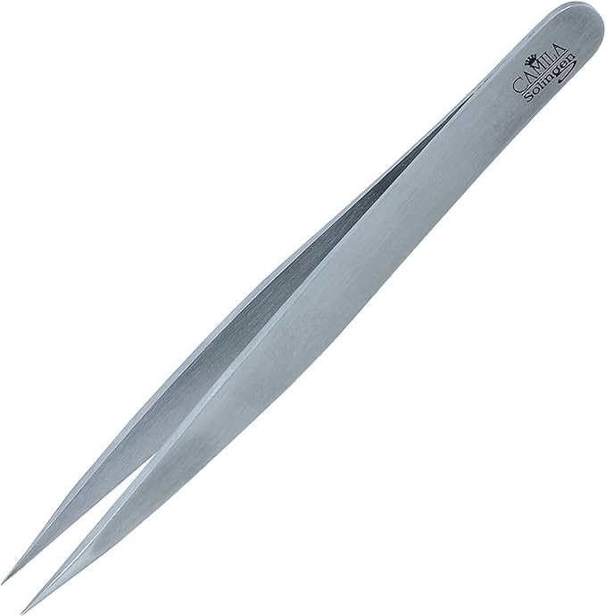CS27 4" Professional Surgical Grade Stainless Steel Precision Tip Eyebrow Tweezers for Facial Hair Shaping & Removal. Beauty Tool for Men/Women. Made in Solingen Germany (Pointed)