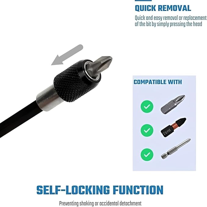 3 PCS 1/4 Inch Hex Shank Quick Release Magnetic Screwdriver Bit Holder Extension Rod Batch Head Tool 60/100/150mm Connecting Rod