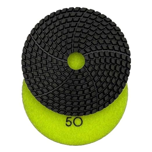 4" High Performance Wet Stone Polishing Pads, 50 Grit - for Granite, Marble, Quartz, Engineered Stone
