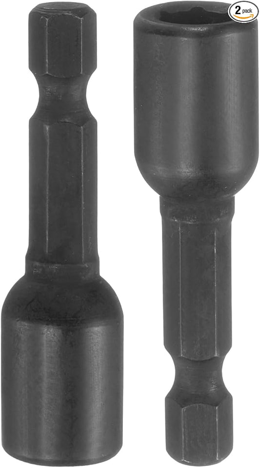 uxcell 2Pcs 1/4" Hex Shank 7mm Magnetic Hex Socket 48mm Length, CR-V Steel Quick-Release Impact Driver Socket Wrench Screw for Impact Drill Power Nut Setter