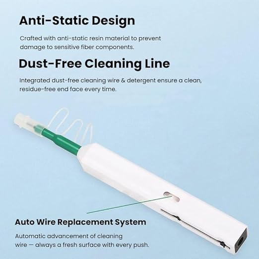 Fiber Optic Connector Cleaning Pen,2PCS Fiber Optic Cleaner Pen for 2.5mm Ferrules SC,FC,ST,SC/APC and FC/APC,800+ Clean Times