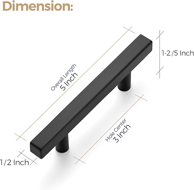 Ravinte 30 Pack 3 Inch Cabinet Pulls Black Sqaure Kitchen Cabinet Handles Black Cabinet Hardware Stainless Steel Drawer Pulls 4 Inch Overall Length with Mounting Template