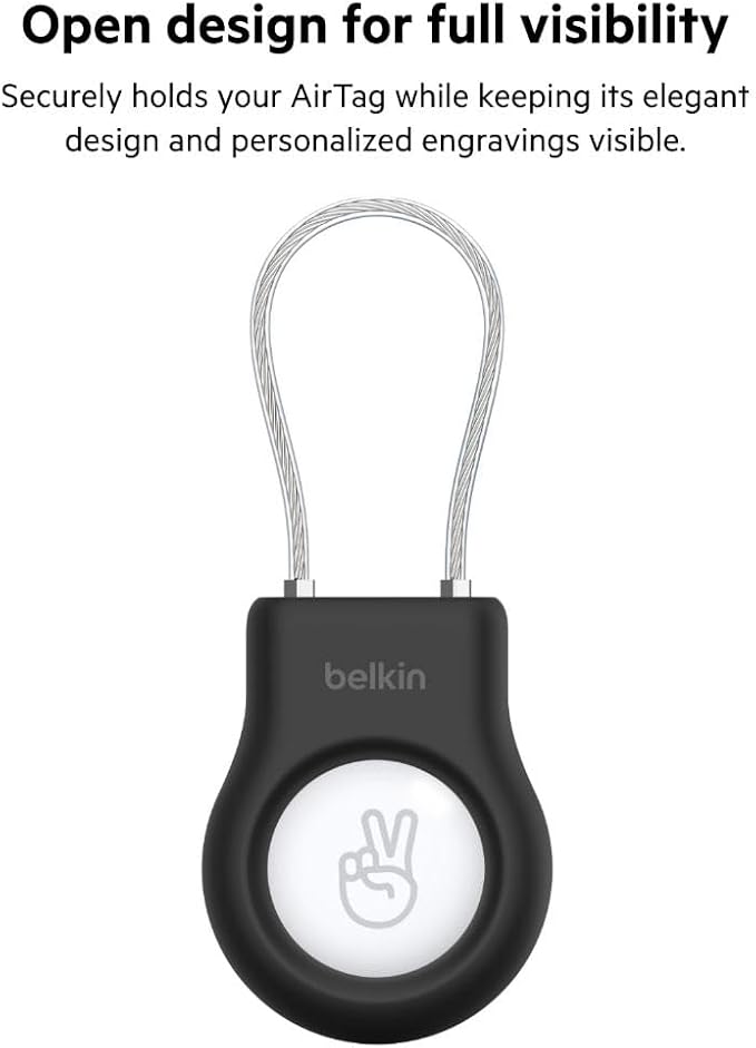 Belkin Secure Holder with Wire Cable for Apple AirTag, Black