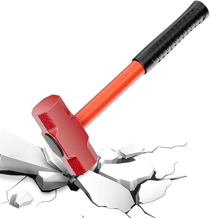 2 lb Sledge Hammer - Slug Drilling Crack Hammer - Small Sledgehammer with Forged Steel Construction & Fiberglass Handle Shock-Resistant