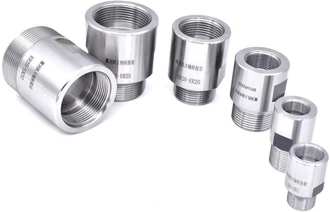 Spindle Extension Rod Thread Adapter ER11 ER16 ER20 ER25 ER32 Collet Chuck with Nut Compatible with CNC Motor Rotor for Industrial Engraving and Milling Machine Use(ER20-ER20 With Nut)