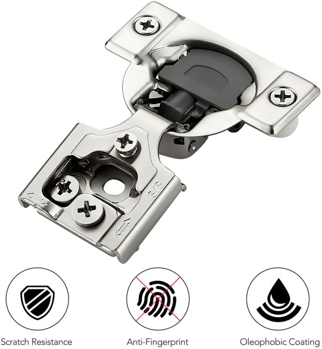 Ravinte 3/8 Inch Overlay Cabinet Hinges - 10 Pack (5 Pairs) Soft Close Hidden Door Hinges for Kitchen - Stainless Steel Adjustable Hardware, Satin Nickel