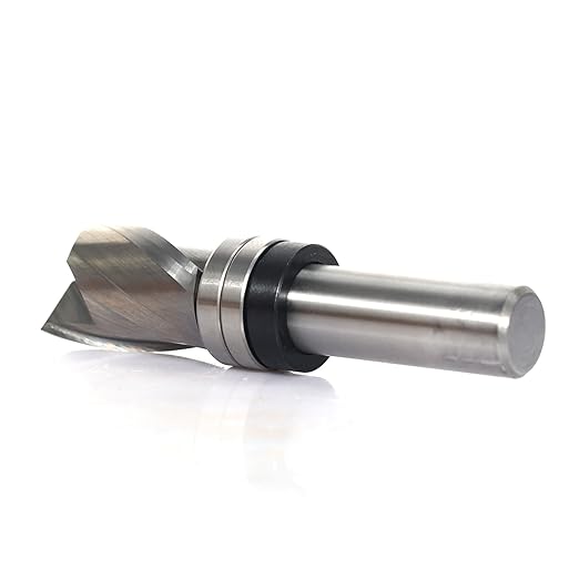 Top Bearing Flush Trim Router Bit 1/2 Inch Shank - Up-Cut 3/4" Cutting Dia, 1- 3/16" Cut Height, Carbide Spiral Pattern Template Flush Cut Router Bit, for Wood Trimming