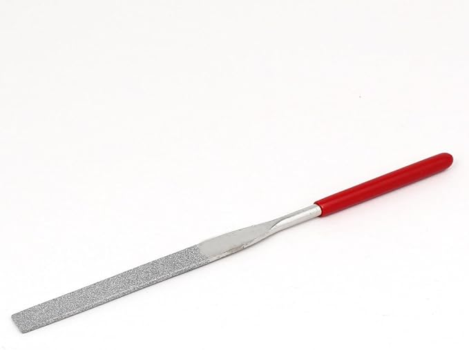 uxcell 180mm Long Metal Rubber Handle Diamond Coated Double Cut Flat File Hand Tool