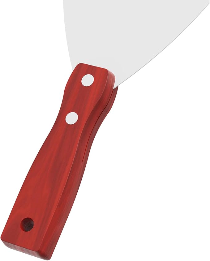 Putty Knife, 2PCS 6 Inch Stainless Steel Scraper Tool, Wooden Handle Metal Spackle Knives for Drywall, Decals, Wall Paper, Floor Tile, Patching, Painting, Taping, Scraping Coating