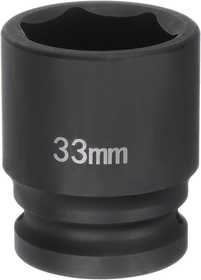 HARFINGTON 6-Point Impact Socket 3/4" Drive 33mm Metric 40Cr Alloy Steel Spindle Axle Nut Impact Socket