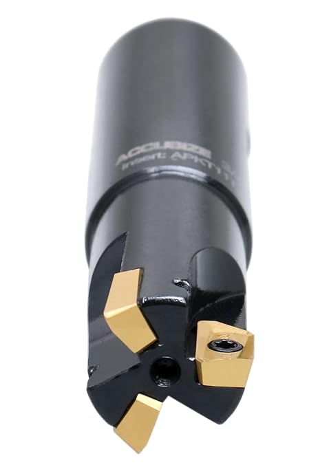 Accusize Industrial Tools 3/4" 90째 Square Shoulder Indexable End Mill w/ 10 add'l APKT11T308 Inserts, 3/4" Shank, 3-1/2" OAL, 0.433" ap, 3 Flutes, APKT11T308, Carbide Inserts, 0056-0917+0056-1130