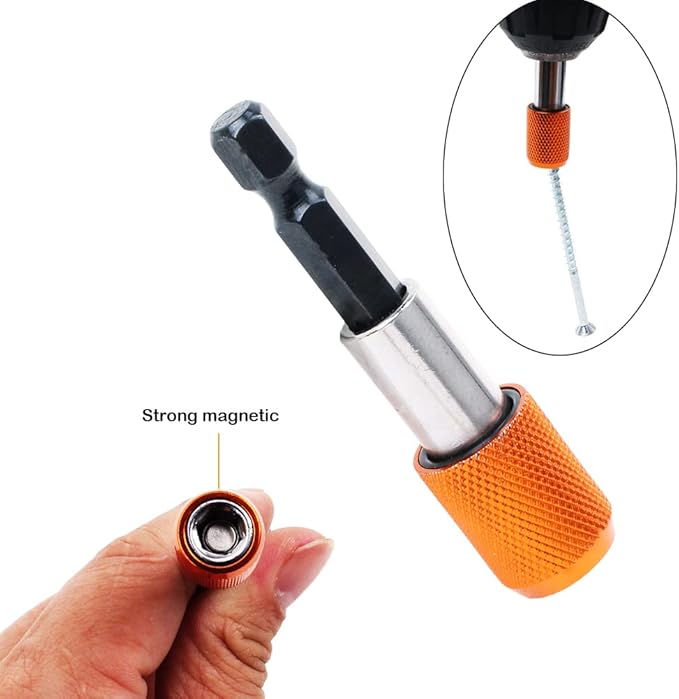 AUTOTOOLHOME 2 Pieces Quick Change Bit Holder Magnetic 1/4" Hex Shank Drill Bit Extension for Screwdriver Bits Nuts Drills Socket Driver Adapter