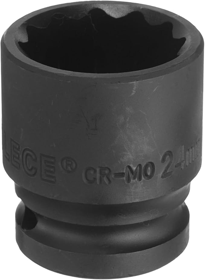 uxcell 1/2" Drive x 24mm Shallow Impact Socket 12-Point Metric CR-MO Steel Nut Impact Grade Socket for Auto Repair