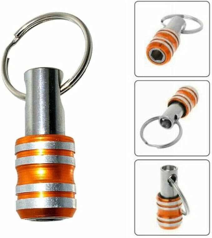 1/4 inch Hex Shank Bit Holder, 5pcs Quick Release Drill Bit Holder Keychain for Impact Driver, Portable Screwdriver Bits Holder, Aluminum Alloy, Color Coded - Gift for Men