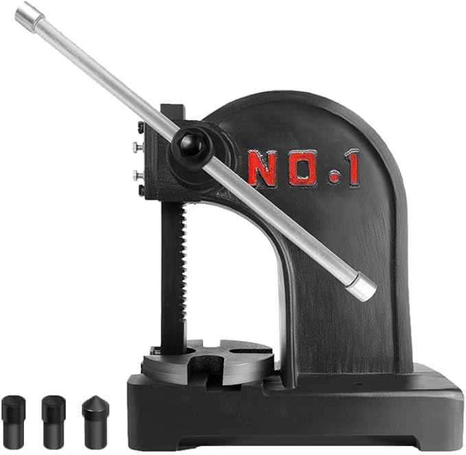 1 Ton Arbor Press with 3 Drift, Manual Cast Iron Arbor Press, 11.73"H Heavy Duty Manual Desktop Arbor Press, Manual Bench Press for Stretching, Deforming, Metal Punching (Black)