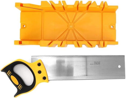 Mitre Box and Saw Set, 12 inch ABS Plastic Multiple Angle Clamping Mitre Box with 14 inch Back Saw for Woodworking