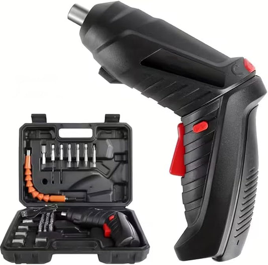 Electric Screwdriver, Cordless Screwdriver Rechargeable, Power Drill Screwdriver Set, Screw Gun with Torque Setting, 2 Position Handle with LED Light