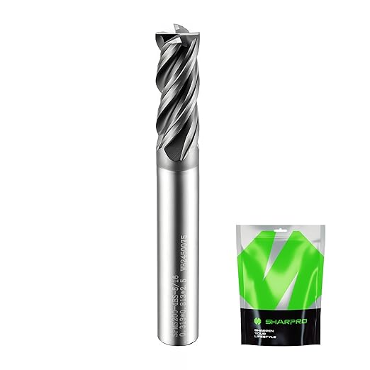 SHAPPRO 5/16 Inch Shank Carbide Square End Mill, 4 Flute CNC End Mills, Heat-Resistant Metal Endmill Suitable Alloy Steel, Stainless Steel, Various Cast Iron