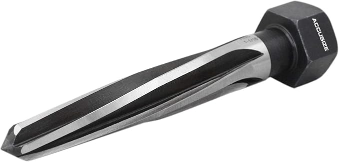 Accusize Industrial Tools H.S.S. Aligning Reamer - 1-1/16'' Diameter, 5'' Flute, 7'' OAL, Hex Shank, Spiral Flute, 0523-6055