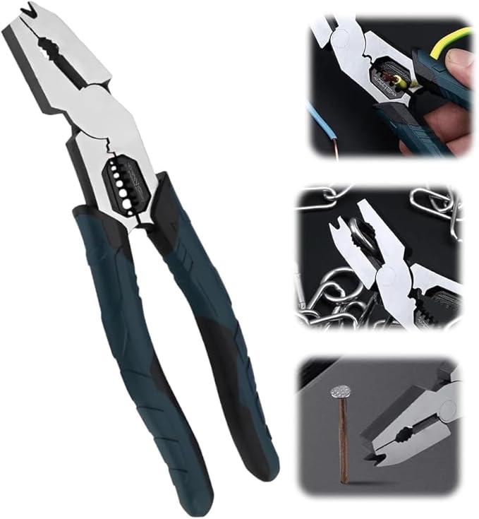 Industrial-Grade Multi-function Cutting Pliers, 7-in-1 Multi-Functional Pliers Nail Puller/Wire Cutter/Stripper/Crimper?봀ompound Action Leverage Design,Professional Cutting Tool for Home Repair (1)