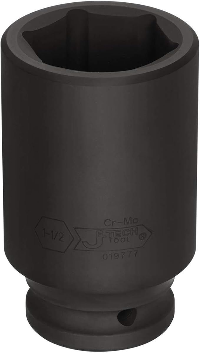 Jetech 3/4 Inch Drive 1-1/2 Inch Deep Impact Socket, Made with Heat-Treated Chrome Molybdenum Alloy Steel, 6-Point Design, SAE