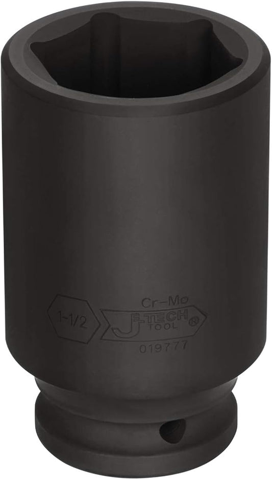 Jetech 3/4 Inch Drive 1-1/2 Inch Deep Impact Socket, Made with Heat-Treated Chrome Molybdenum Alloy Steel, 6-Point Design, SAE