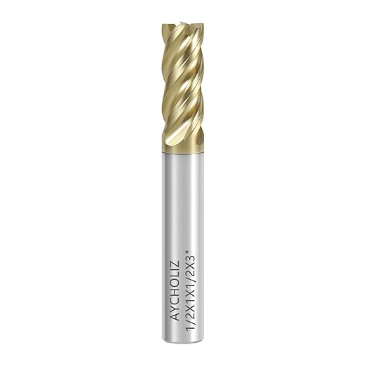 1/2" Carbide Square End Mill with ZrN Coating 4 Flute Unequal Helix Design Mill Bits Sets for Roughing and Finishing