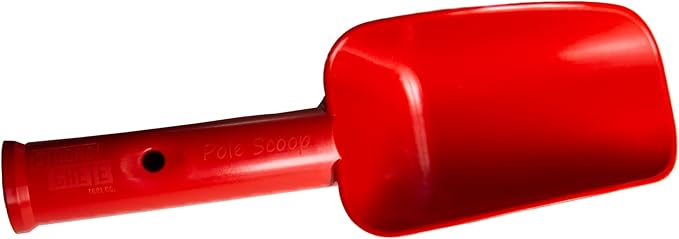 Pole Scoop for Concrete Placement, Attaches to 1-3/8" Extension Poles, 20+ ft Reach (Red)