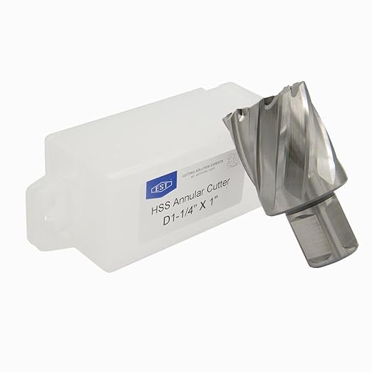 EST HSS M2AL Annular Cutter 1" DOC with 3/4" Weldon Shank for Magnetic Drill Press (D1-1/4" X 1")