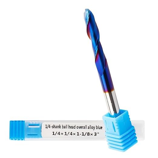 CNC Router Bit 1/4" Shank, Solid Carbide Ball Nose End Mill Up Cut Spiral Router Bit with 1/4" Diameter 1-1/8" Cutting Length for Wood Milling 2D/3D Carving