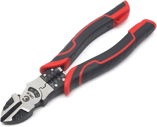 3-in-1 Diagonal Cutting Pliers, 7.5" Multifunction Heavy Duty Side-Cutting/Stripping/Crinmping function, Wire Cutters with Ergonomic Handle for Electricians and Homes.CIN-DC1 Pliers