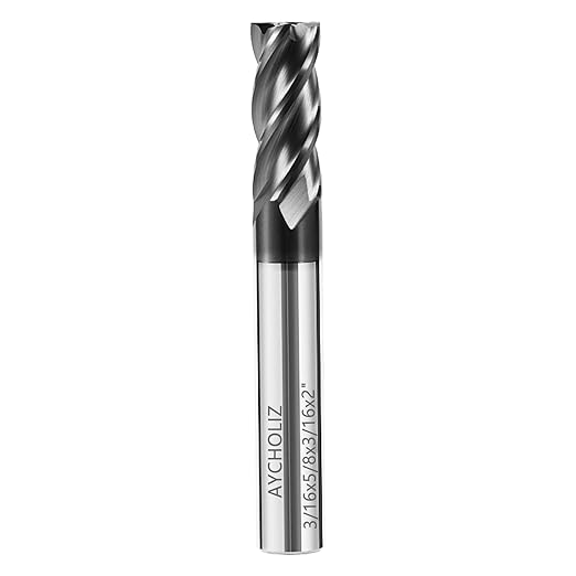 3/16" Carbide End Mill Bits Set for Alloy & Hardened Steels - Hrc55 Micro Grain, 4-Flute Milling Cutter with AlTiN Coating, CNC Router Bits, High-Performance Milling Bits
