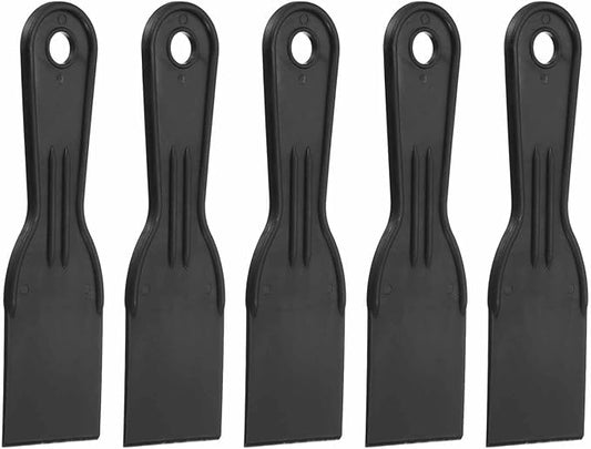 HARFINGTON 5pcs Putty Knife Scraper 2" Width Flexible Plastic Putty Knife Paint Scraper Tool for Taping Drywall Spreading Painting Wall Scratching Black