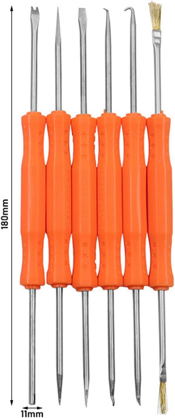Maxmoral 6PCS 180mm Orange Stainless Steel Double Sided Welding Aid Repair Tool Circuit Board Repair Tweezers for Electronic Maintenance