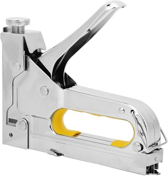 Framing Stapler, Staple Tacker, Hand Operated Nailing Tool for Carton Making, Packaging, Furniture, 3 Use Silver