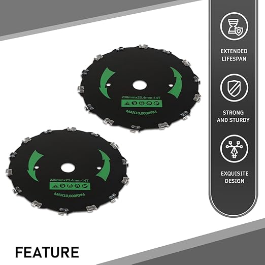 G-PLUS 2pcs 9" Chainsaw Brush Blade 14 Tooth Cutter Trimmer Head Weed Mower Saw Blade Black