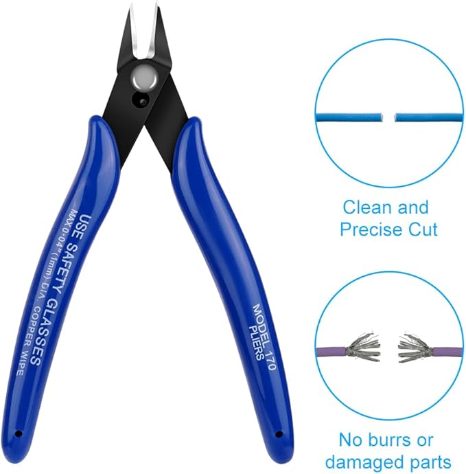 Ainiv Wire Cutters, 4PCS Spring-loaded Side Cutters Flush Cutters, Diagonal Cutters Precision Side Cutters, Diagonal Cutting Pliers in CRV Steel, Heavy Duty Cutting Pliers for Electrical, Homes