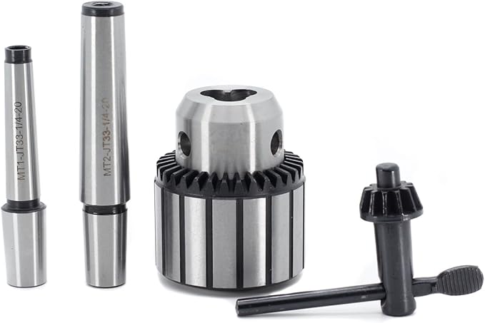 Drill Chuck JESTUOUS JT33 Key Type 1/2 Inch(1-13mm) with MT1 MT2 Morse Taper Arbor Adapter Heavy Duty Chucks