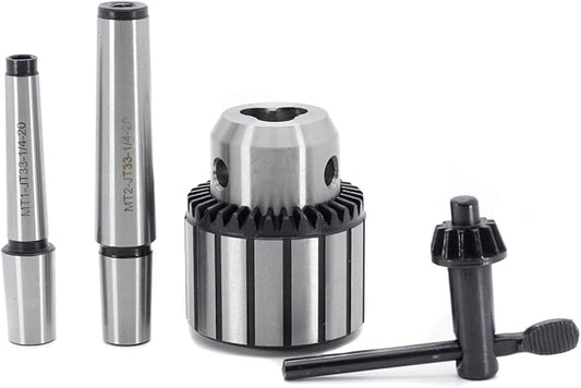 Drill Chuck JESTUOUS JT33 Key Type 1/2 Inch(1-13mm) with MT1 MT2 Morse Taper Arbor Adapter Heavy Duty Chucks